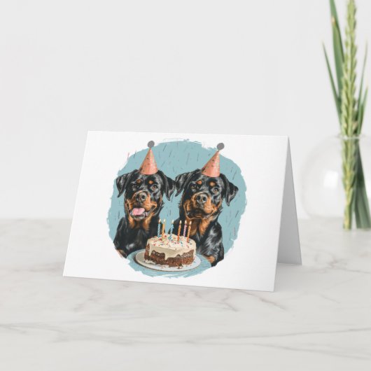 Danke, Birthday Rottweiler Hunde Dankeskarte (Vorderseite)