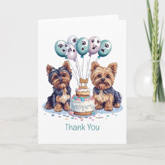 Danke, Birthday Yorkie Dog Dankeskarte (Vorderseite)