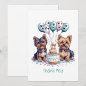 Danke, Birthday Yorkie Dog Dankeskarte (Vorne/Hinten)