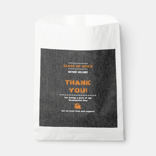 Danke. Black Denim Pattern Abschluss Geschenktütchen (Vorderseite)