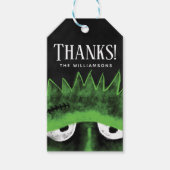 Danke | Black & Green Frankenstein Halloween Geschenkanhänger (Vorderseite)