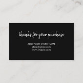 Danke, Black | Moderne Minimalistische Handschrift Rabattkarte (Rückseite)