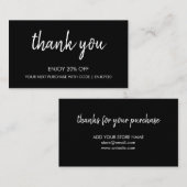 Danke, Black | Moderne Minimalistische Handschrift Rabattkarte (Vorne/Hinten)