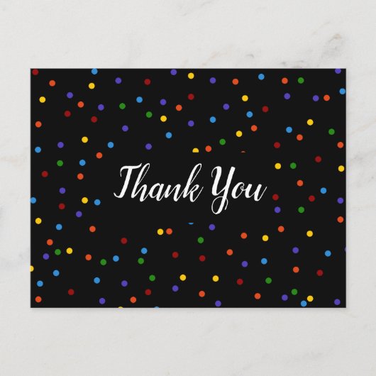 Danke Black Rainbow Polka Dot Postkarte (Vorderseite)