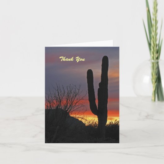 Danke, Blank Inside, Saguaro Cactus bei Sunset Dankeskarte (Vorderseite)