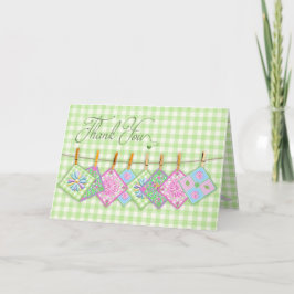 Danke, Blank - Quilt-Quadrate auf der Clothesline Dankeskarte