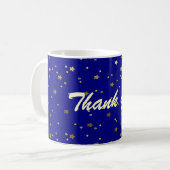 Danke blaue goldene Stern-Tasse Kaffeetasse (Vorderseite Links)