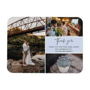 Danke Blaues Foto-Collage-Hochzeit Magnet