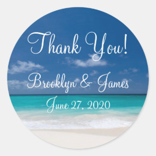 Danke, Blue Beach Wedding Stickers