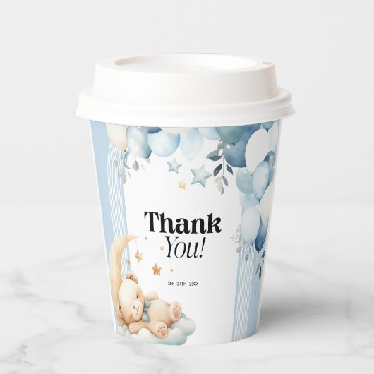 Danke Blue Boy Baby Dusche Pappbecher (Vorderseite)