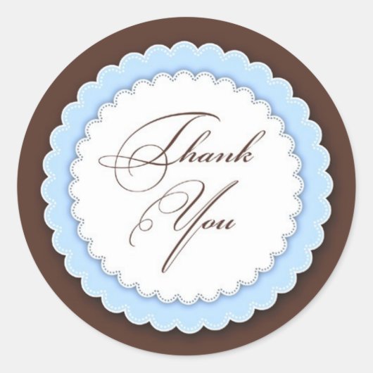 Danke Blue Brown Runder Aufkleber (Vorderseite)