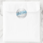 Danke Blue Foil Diamond Heart Wedding Bridal Runder Aufkleber (Tasche)