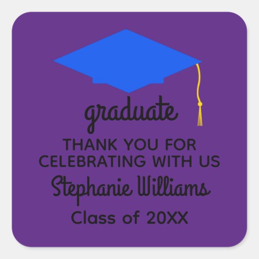 Danke Blue Graduation Cap #1 Stickers (Vorderseite)