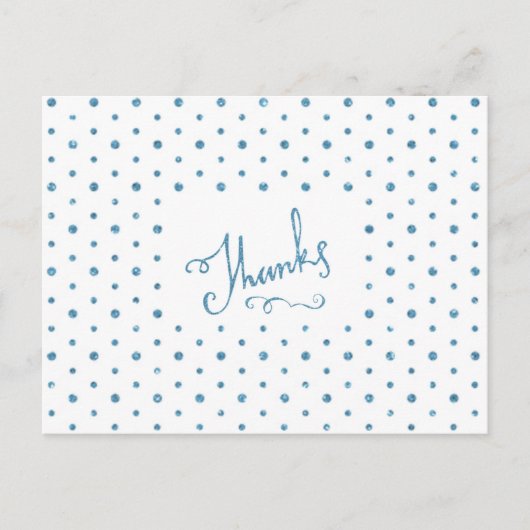 Danke Blue Sparkle Serif Text Vielen Dank Postkarte (Vorderseite)
