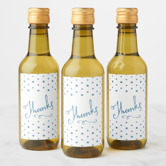 Danke Blue Sparkle Serif Text Vielen Dank Weinetikett (Flaschen)