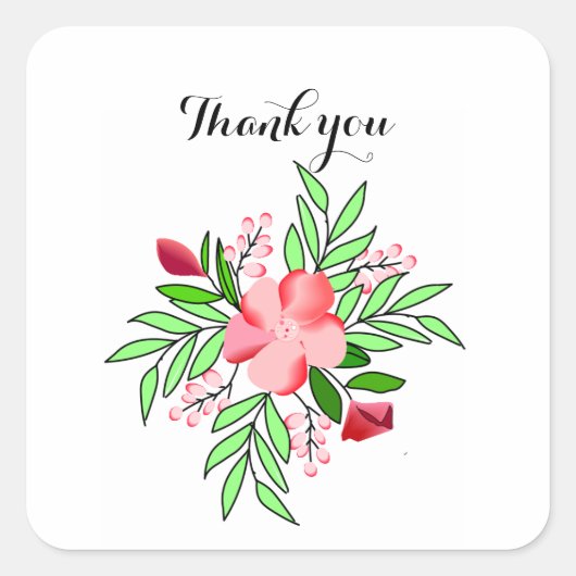 Danke Blumen Aufkleber Etiketten (Vorderseite)