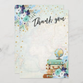 Danke, Blumen-Fräulein zu Frau Travel Blue zu Dankeskarte (Vorne/Hinten)