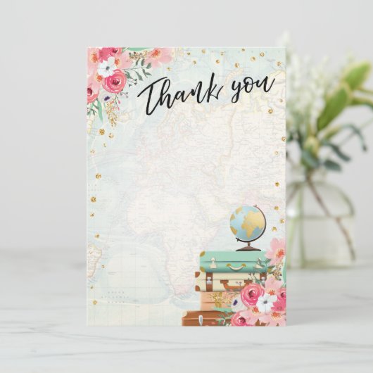 Danke, Blumen-Fräulein zu Frau Travel Pink zu Dankeskarte (Stehend Vorderseite)