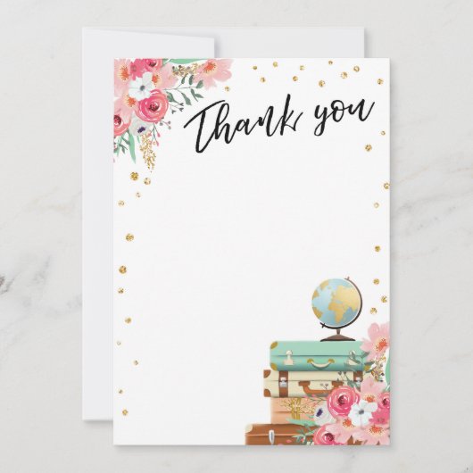 Danke, Blumen-Fräulein zu Frau Travel Pink zu Dankeskarte (Vorderseite)