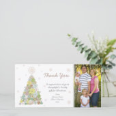 Danke Blumen-Weihnachtsbaum-Fotokarte-Schablone (Stehend Vorderseite)
