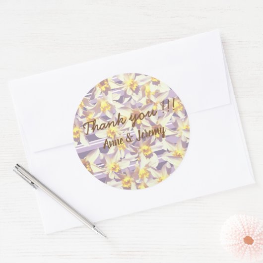 Danke, Blumenaufkleber Runder Aufkleber (Umschlag)