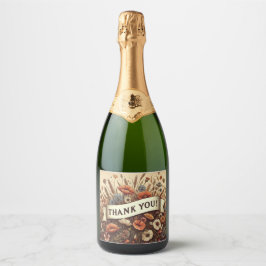 Danke-Blumenfeld-Champagnerflaschenetikett Schaumweinetikett