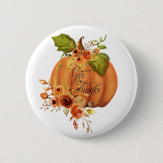 Danke, Blumenkürbis Button (Vorderseite)