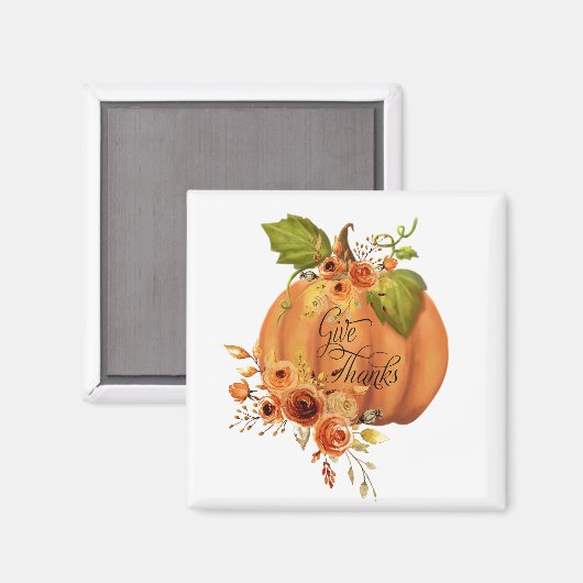 Danke, Blumenkürbis Magnet (Vorderseite/Rückseite)
