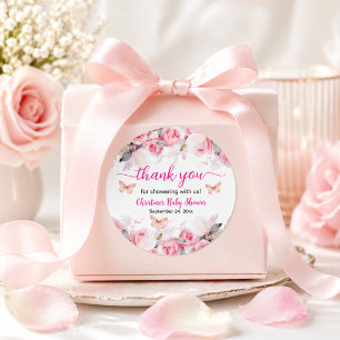 Danke Blush Rosen Baby Shower Runder Aufkleber
