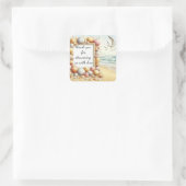 Danke Boho Beach Shell Baby Shower Klassik Rou Quadratischer Aufkleber (Tasche)