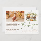 Danke Boho Foto Fall Pumpkin Baby Dusche Einladung (Vorderseite)