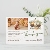 Danke Boho Foto Fall Pumpkin Baby Dusche Einladung (Stehend Vorderseite)