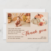 Danke Boho Foto Fall Pumpkin Baby Dusche Einladung (Vorderseite)