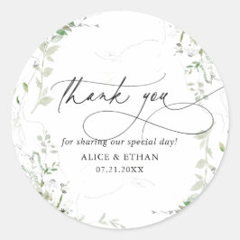 Danke Boho Greenery Wedding Runder Aufkleber