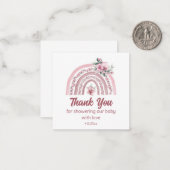 Danke Boho pink Blume Regenbogenbaby Dusche Mitteilungskarte (Vorderseite/Rückseite Beispiel)