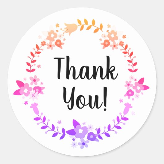 Danke! Boho Rainbow Wreath Round Aufkleber (Vorderseite)