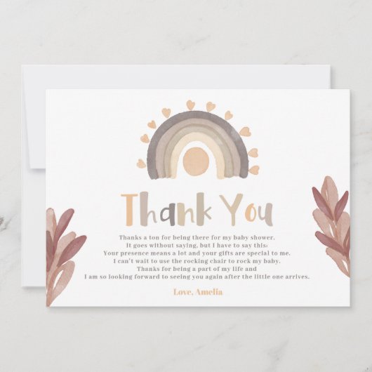 Danke Boho Regenbogensonne Babydusche (Vorderseite)