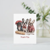 Danke Bonjour Französische Bulldoggen Postkarte (Stehend Vorderseite)