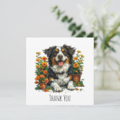 Danke Border Collie in Blume (Stehend Vorderseite)