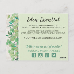 Danke Botanische Grünpflanzen Eukalyptus & Holz Postkarte