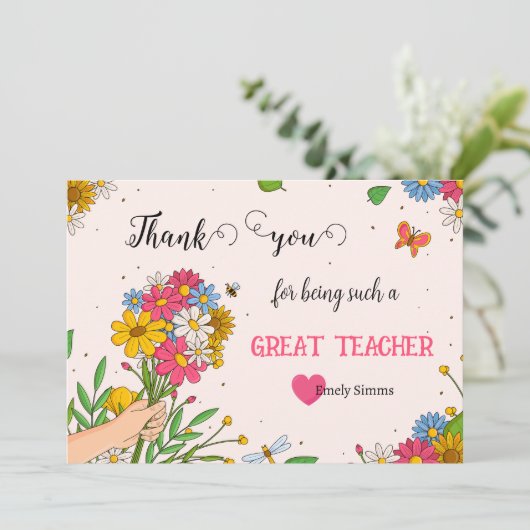 Danke Bouquet Card (Stehend Vorderseite)