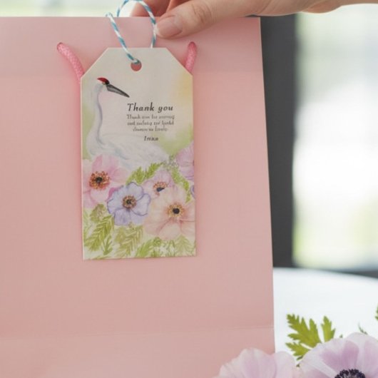 Danke Brause Shower Kranich Anemone Geschenkanhänger