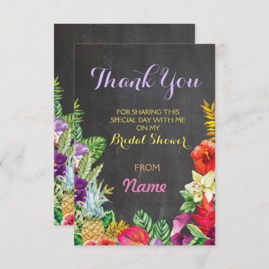 Danke Brautparty Chalk Aloha Luau Cards Einladung (Vorne/Hinten)