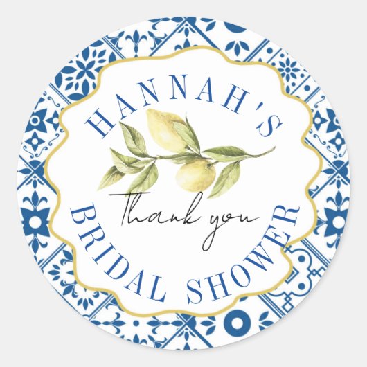 Danke Brautparty Med Italian Lemon Runder Aufkleber (Vorderseite)