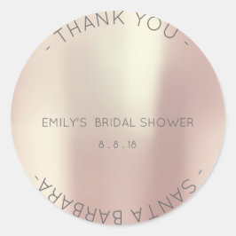 Danke Brautparty Pink Rose Pearly Champlain Runder Aufkleber