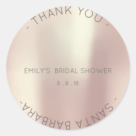 Danke Brautparty Pink Rose Pearly Champlain Runder Aufkleber (Vorderseite)