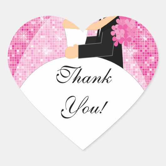 Danke Brautparty Sticker Bride Groom Pink (Vorderseite)