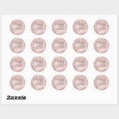 Danke Bridal Gevor Name Tropfens Rose Glitzer Runder Aufkleber (Blatt)