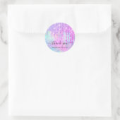 Danke Bridal Sweet16. Glitzer Holograph Tropfen Runder Aufkleber (Tasche)
