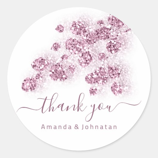 Danke Bridal Sweet16th Floral White Rose Eucalipt Runder Aufkleber (Vorderseite)